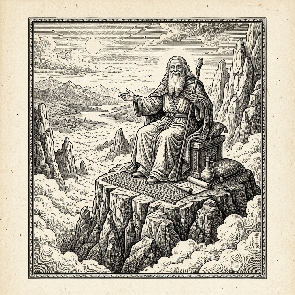 Vintage woodcut style mountain master